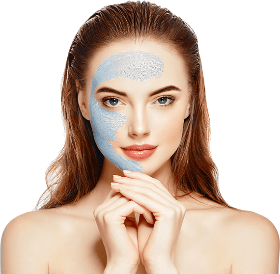 woman spa mask half face beauty concept healthy po XSNKXZR
