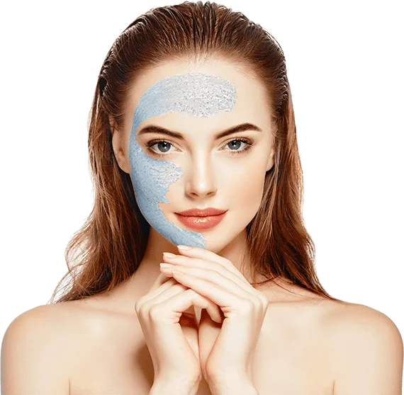 woman spa mask half face beauty concept healthy po XSNKXZR