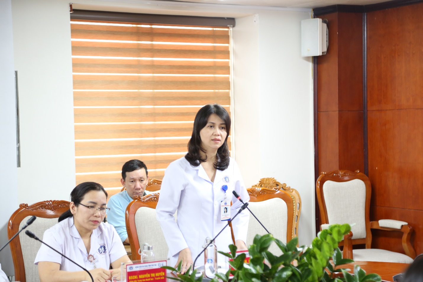 BSCKII Lê Na, Phó Giám đốc Bệnh viện đa khoa tỉnh Phú Thọ phát biểu tại chương trình
