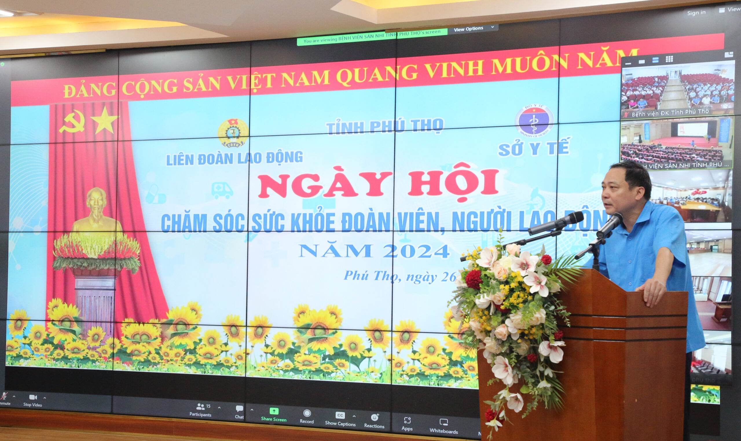 Đồng chí Nguyễn Ngọc Tuân - Chủ tịch LĐLĐ thành phố Việt Trì phát biểu tại chương trình