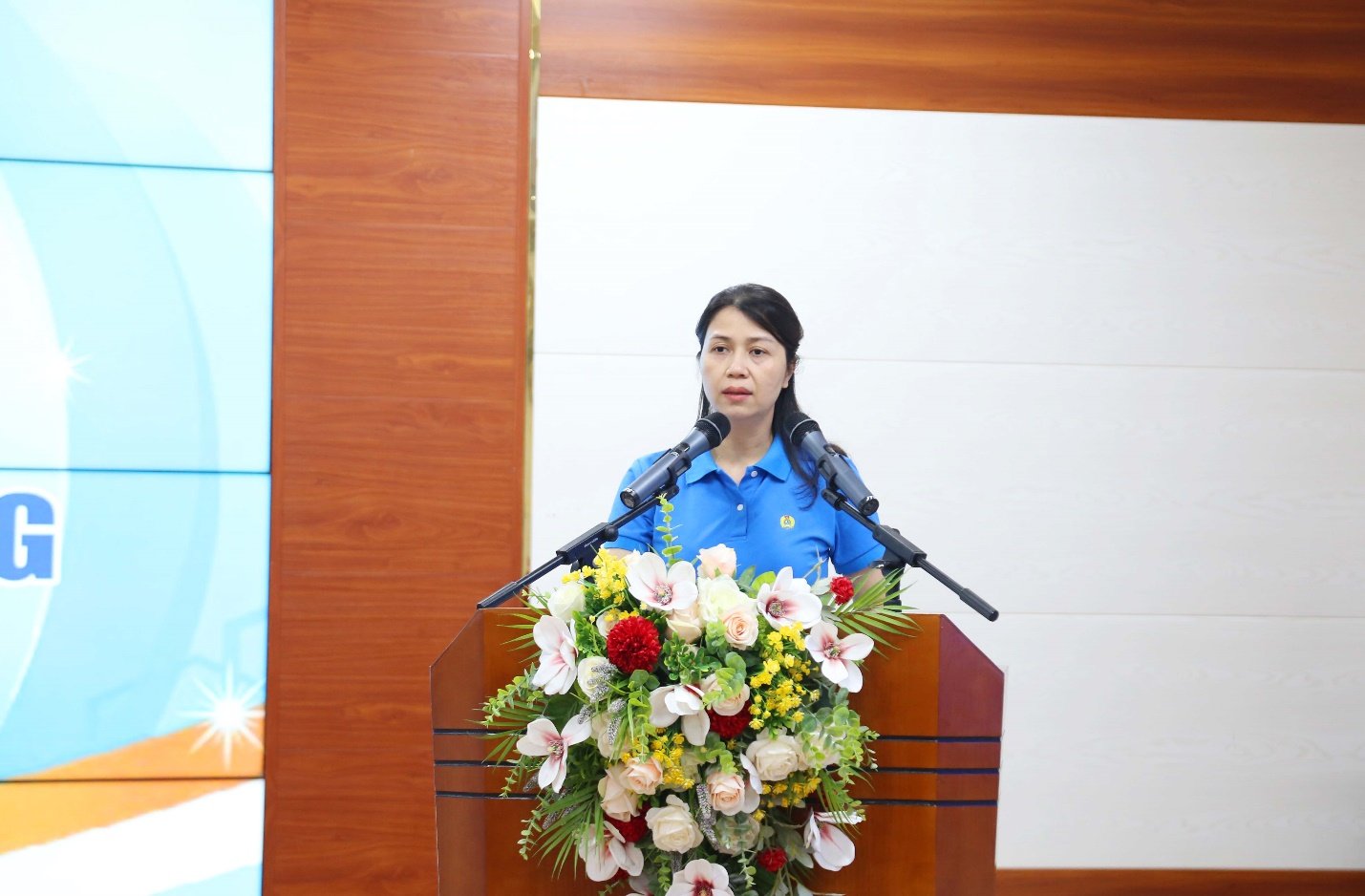 Đồng chí Lê Na – Chủ tịch Công đoàn Bệnh viện phát biểu tại chương trình