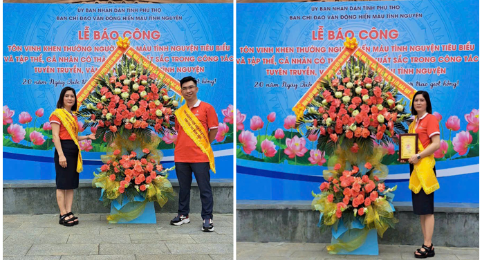 Đồng chí Thiều Thị Xuân và đồng chí Hán Trung Đức được tôn vinh Người hiến máu tình nguyện tiêu biểu tỉnh Phú Thọ năm 2024