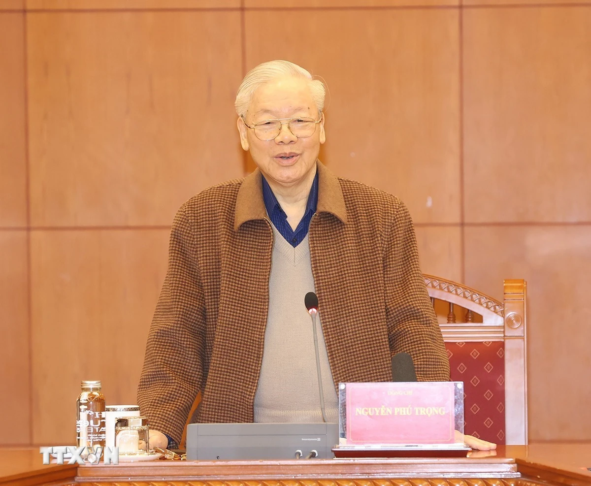 Tổng Bí thư Nguyễn Phú Trọng phát biểu kết luận cuộc họp Thường trực Ban Chỉ đạo Trung ương về phòng, chống tham nhũng, tiêu cực. (Ảnh: Trí Dũng/TTXVN)