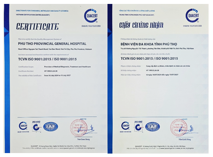 Chứng nhận hệ thống quản lý chất lượng TCVN ISO 9001:2015 của Bệnh viện đa khoa tỉnh Phú Thọ