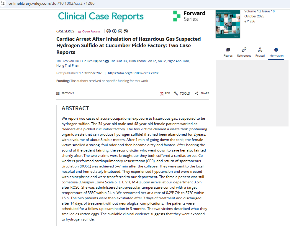 Hình ảnh bài báo đăng trên tạp chí y học quốc tế Clinical Case Reports ngày 17/10/2025