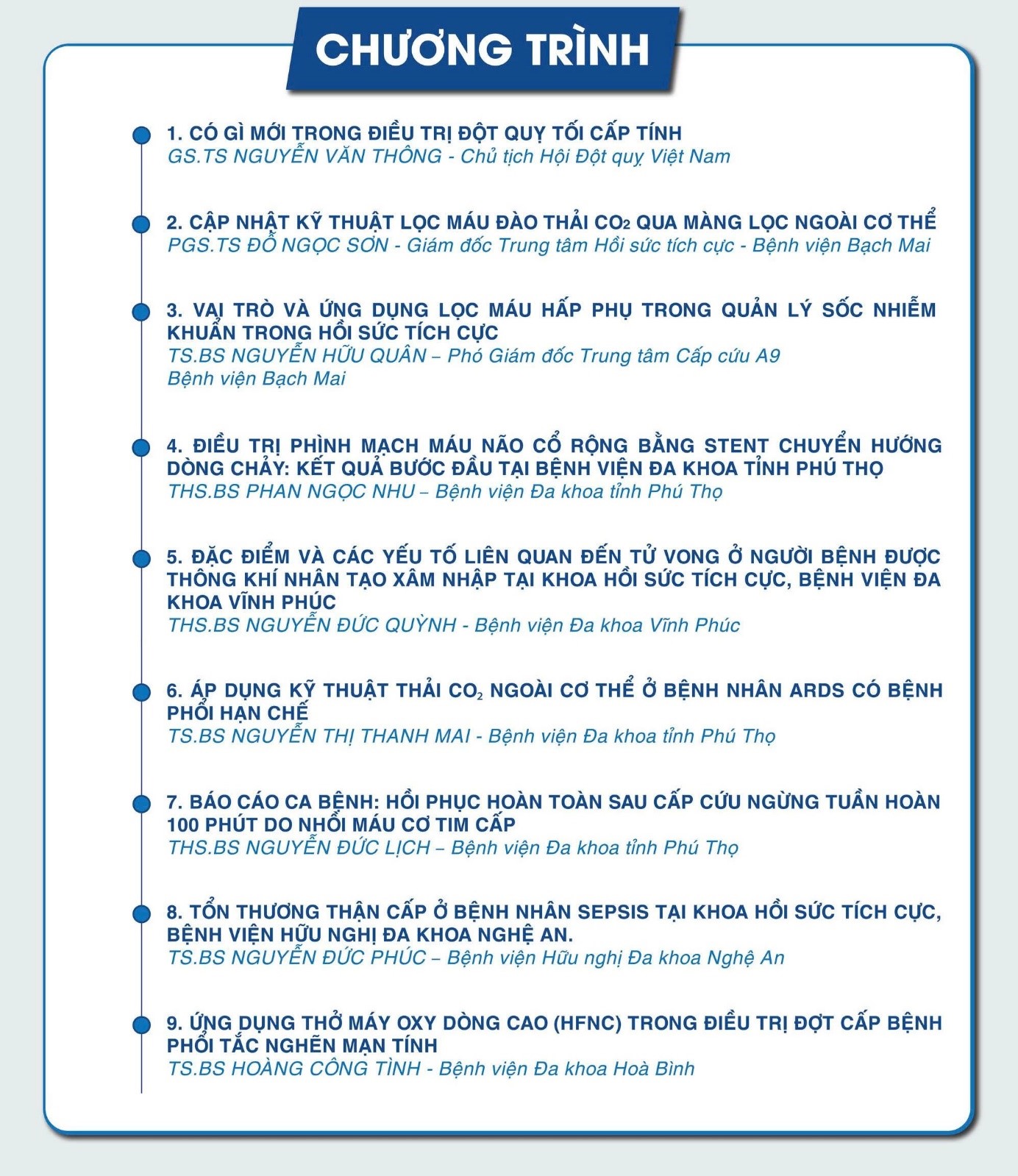 Các báo cáo được trình bày tại Hội nghị Khoa học chuyên đề: Đột quỵ – Hồi sức cấp cứu