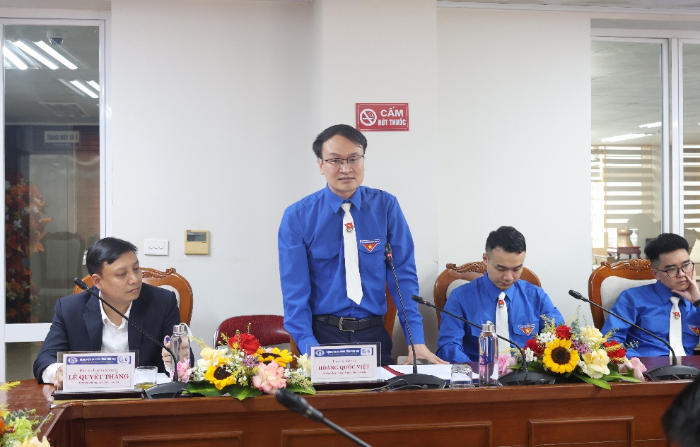 ThS. BS. Hoàng Quốc Việt - Bí thư Đoàn Thanh niên Bệnh viện Đa khoa tỉnh Phú Thọ phát biểu tại chương trình