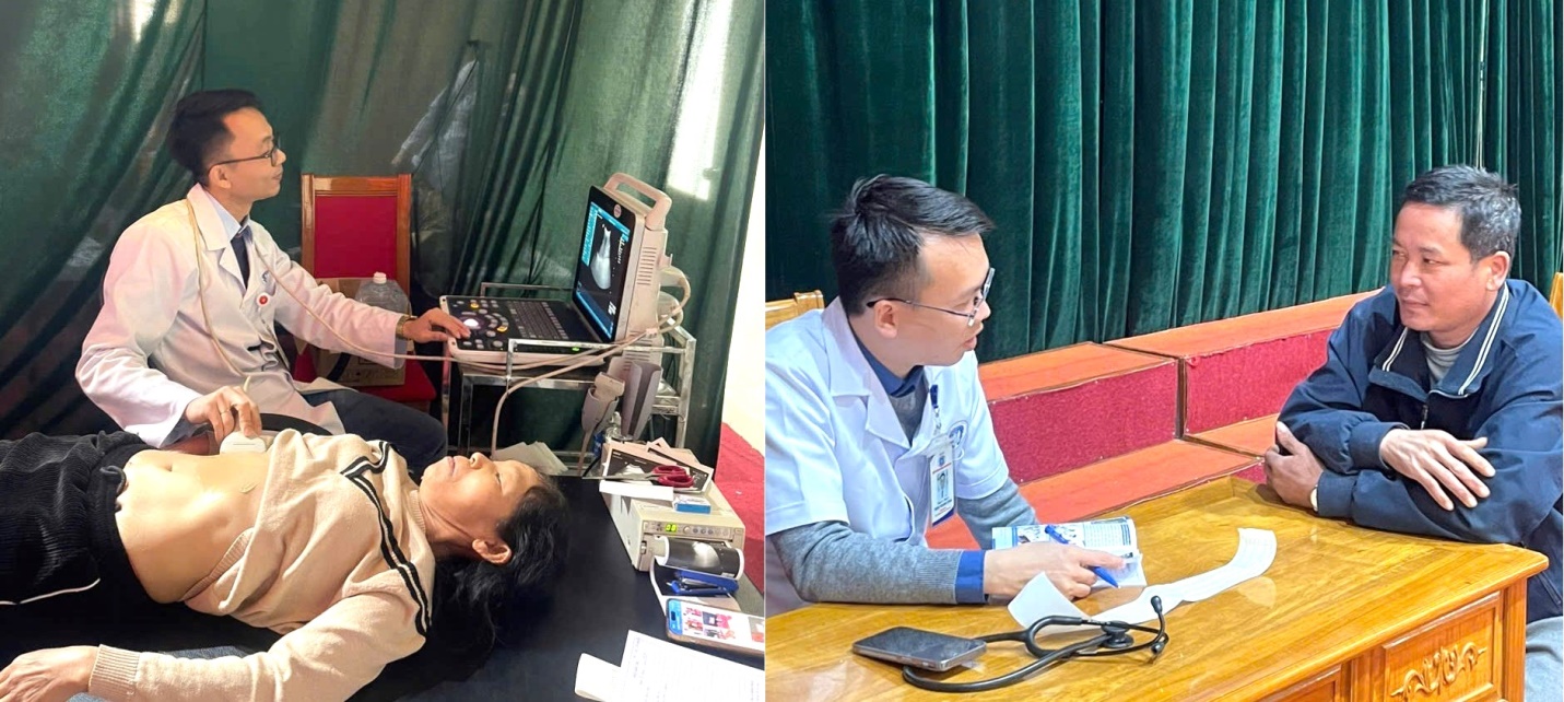 Các bác sĩ thăm khám và tư vấn sức khỏe cho người dân