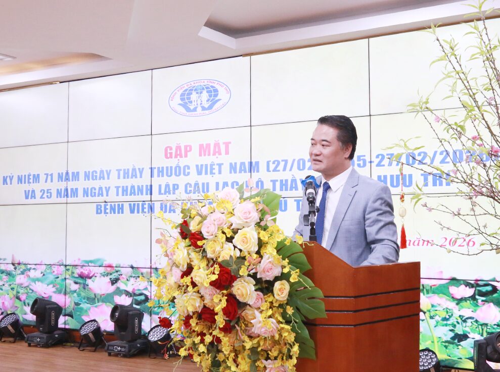 Gặp mặt kỷ niệm 71 năm Ngày Thầy thuốc Việt Nam và 25 năm Ngày Thành lập Câu lạc bộ Thầy thuốc hưu trí – Tri ân và tiếp nối những giá trị cao quý 1 BSCKII Lê Đình Thanh Sơn – Giám đốc Bệnh viện phát biểu tại chương trình