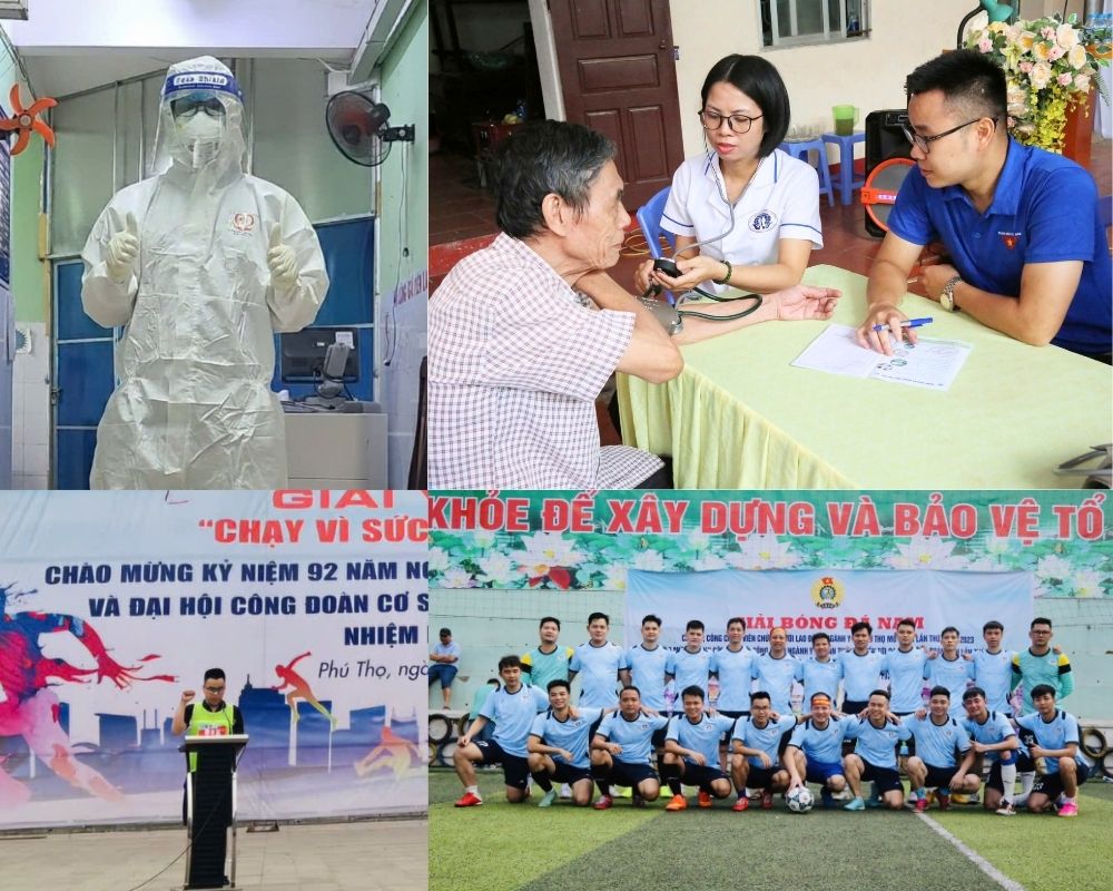 Kỹ thuật viên Trần Anh Dũng tham gia chương trình khám bệnh miễn phí, tham gia đoàn chống dịch Covid -19 tại Bình Dương năm 2021 và tích cực tham gia các hoạt động thể dục, thể thao do Bệnh viện tổ chức