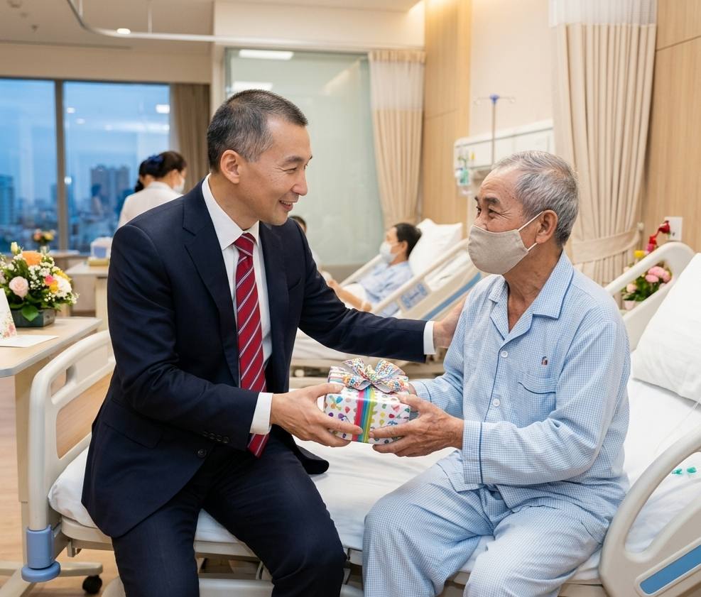 Eric Ly trao quà cho bênh nhân bệnh viện đa khoa tỉnh Phú Thọ